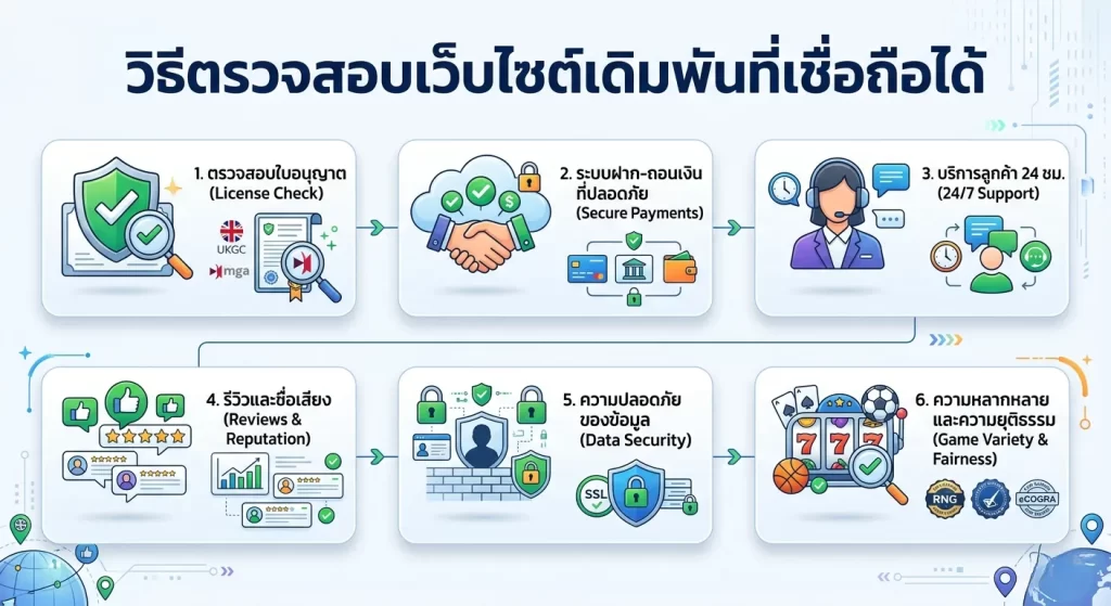 วิธีตรวจสอบเว็บไซต์เดิมพันที่เชื่อถือได้