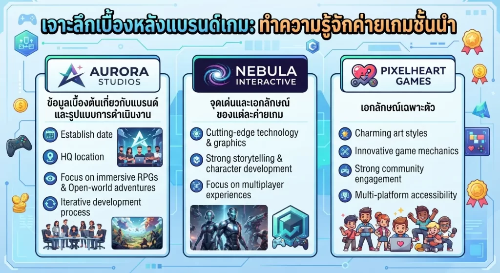 จุดเด่นและเอกลักษณ์ของแต่ละค่ายเกม